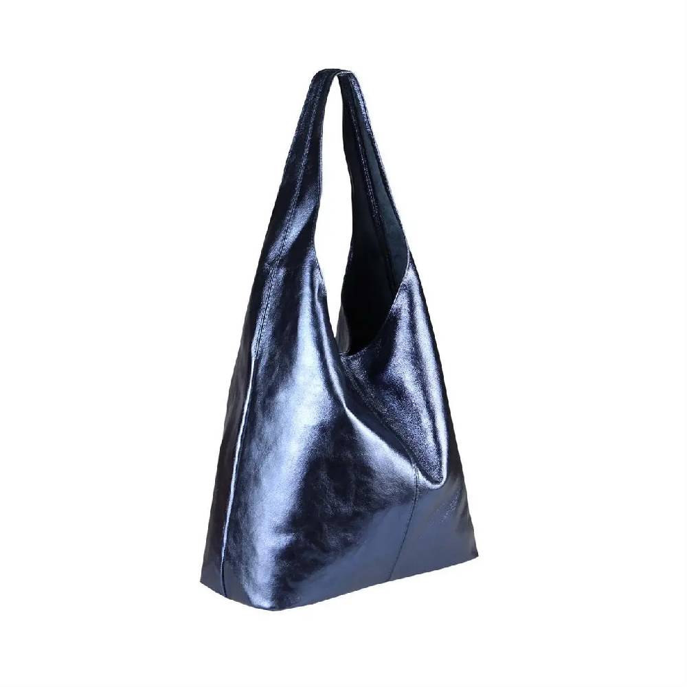 OBC MADE IN ITALY DAMEN LEDER TASCHE METALLIC Shopper Schultertasche Zeitlich begrenztes Angebot