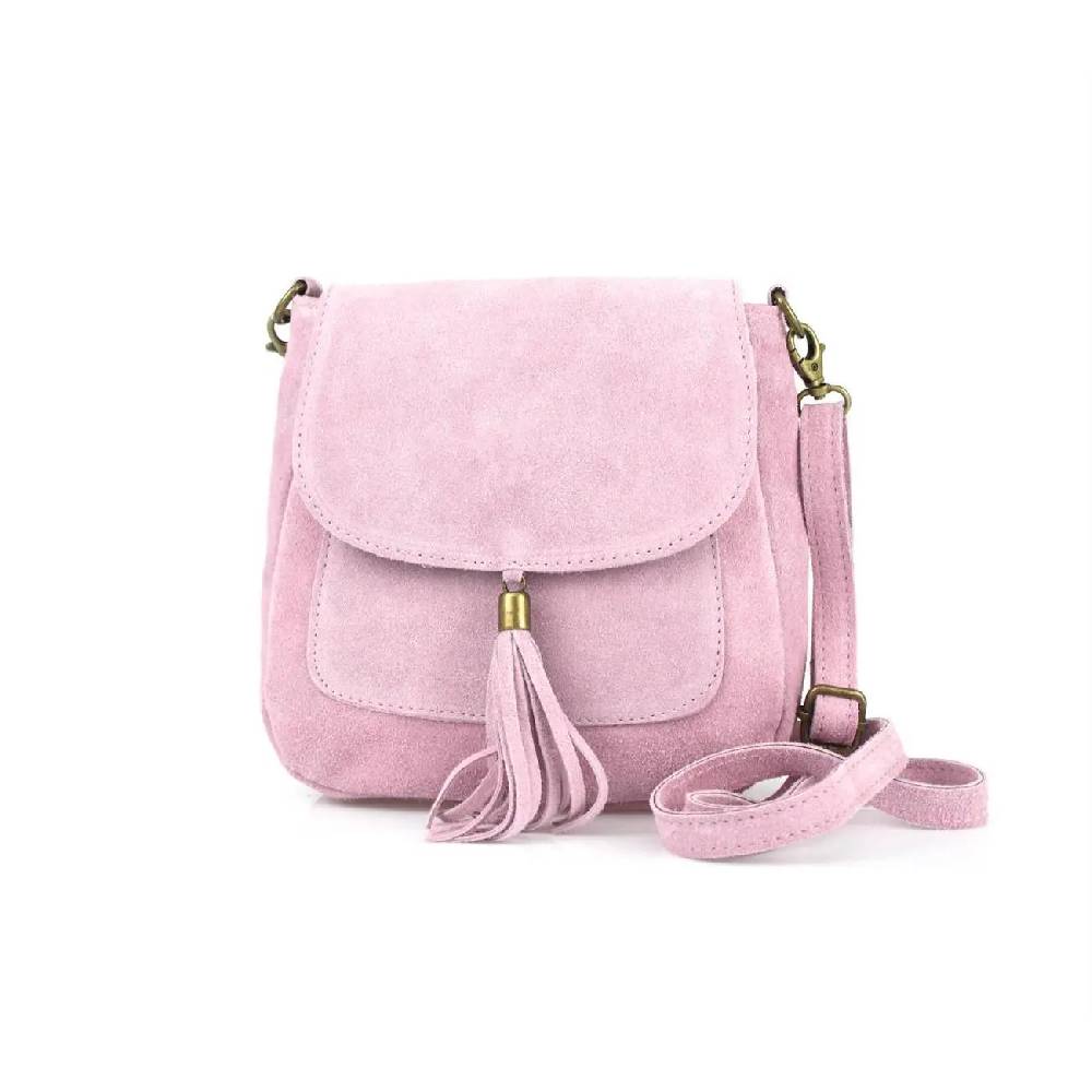 Made in Italy DAMEN LEDER TASCHE Messenger Bag Henkeltasche Wildleder Handtasche Umhängetasche Ledertasche Schultertasche Beuteltasche Fransen Cross-Over Saisonale Angebote