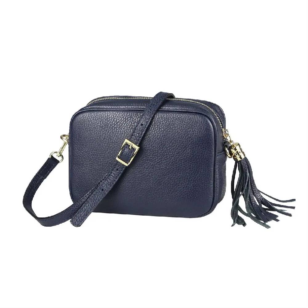OBC Made in Italy DAMEN LEDER TASCHE Umhängetasche Schultertasche Cross-Over Crossbody Bag Glattleder Schmucktasche Fransen Ledertasche Kauf eins, bekomm eins gratis