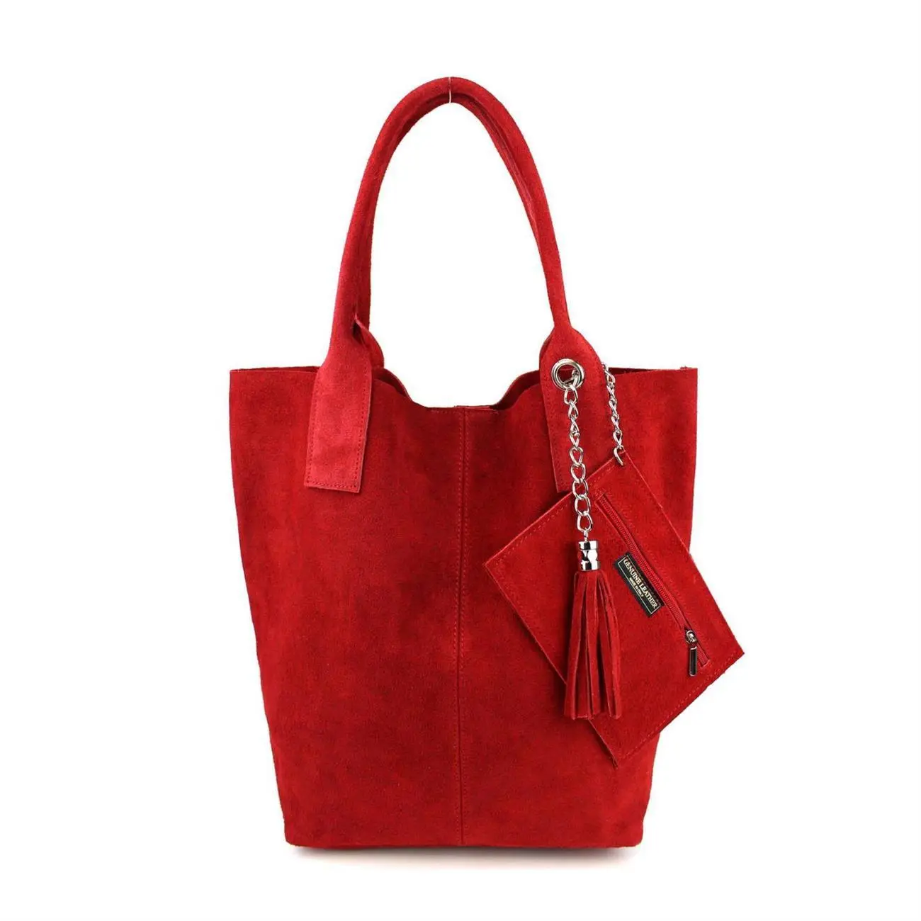 MADE IN ITALY DAMEN XXL LEDER TASCHE Wildleder Shopper Schultertasche + Schmucktasche Tiefpreis