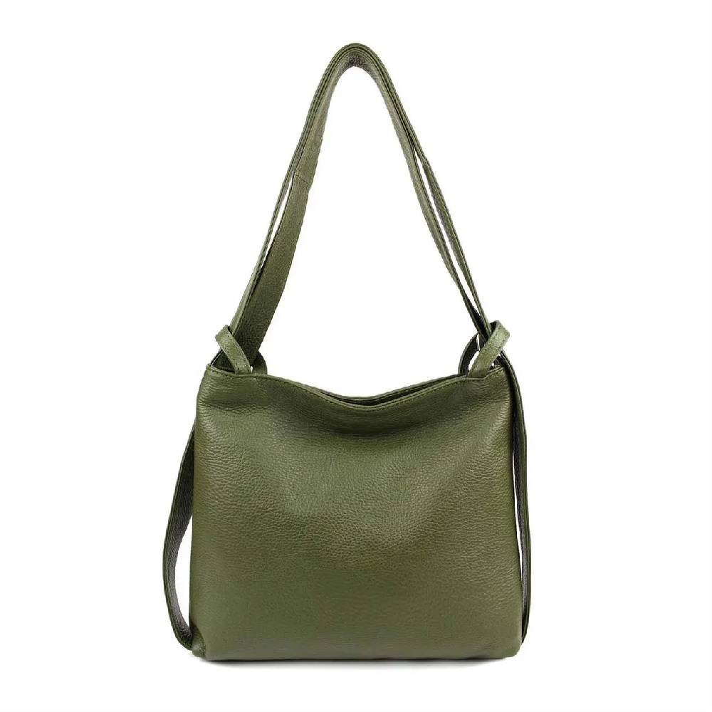 MADE IN ITALY OBC Damen Tasche Rucksack 2in1 Umhängetasche Schultertasche Daypack Rucksacktasche Handtasche Ledertasche klein Wochenangebot