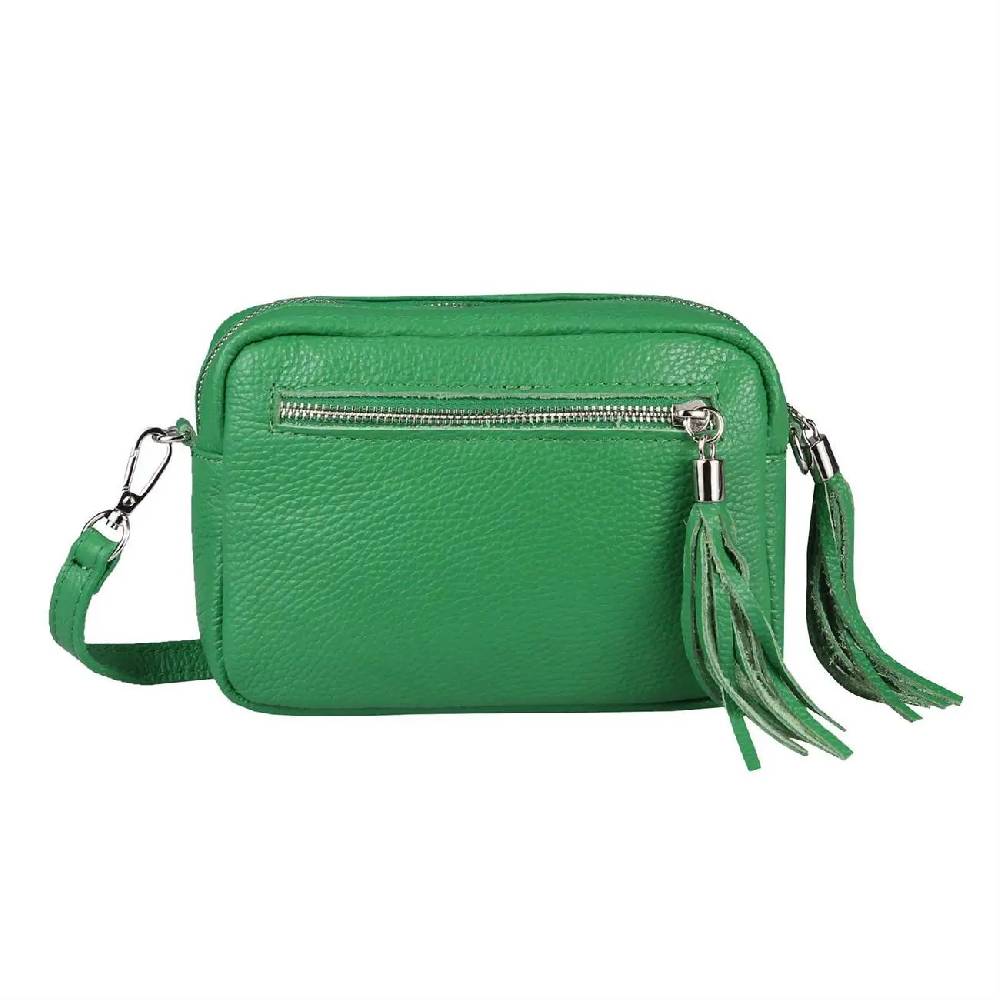 OBC Made in Italy DAMEN LEDER TASCHE Umhängetasche Schultertasche Beuteltasche Cross-Over Cross Bag Glattleder Schmucktasche Fransen Ledertasche Kostenlose Rückgabe