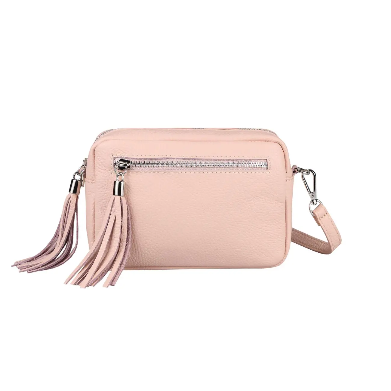 OBC Made in Italy DAMEN LEDER TASCHE Umhängetasche Schultertasche Beuteltasche Cross-Over Cross Bag Glattleder Schmucktasche Fransen Ledertasche Kostenlose Rückgabe