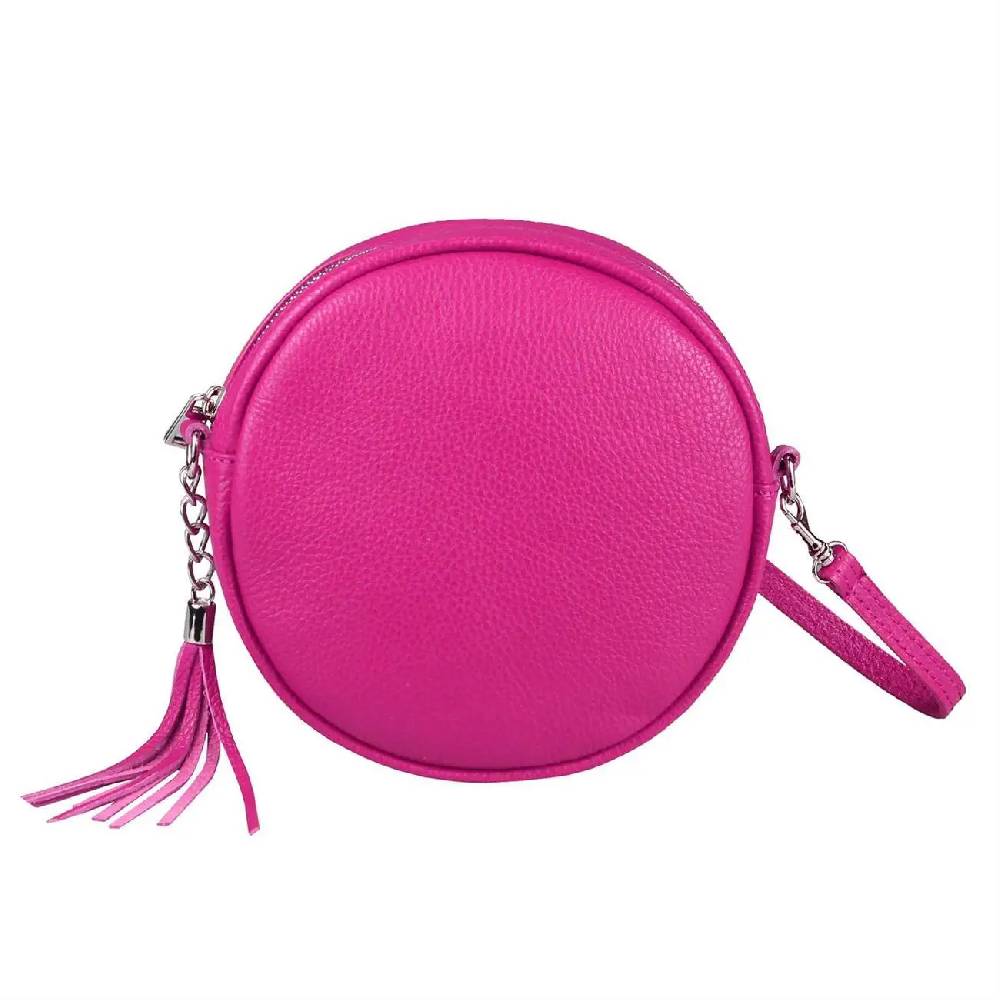 OBC Made in Italy Damen ECHT Leder Tasche Crossbody Runde Schultertasche City Bag Crossover Umhängetasche Clutch Ledertasche Damentasche Minibag Neueste Stile