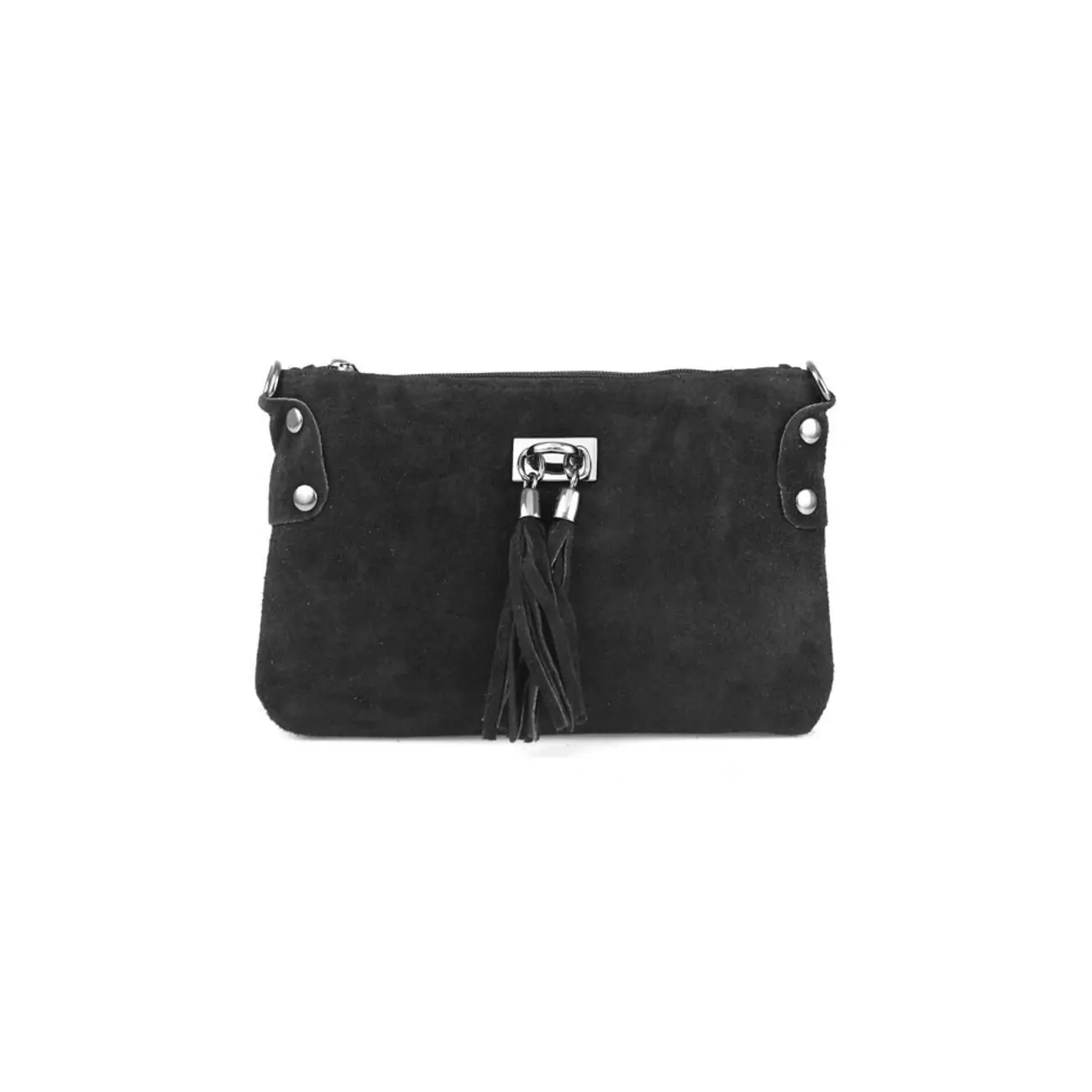 Made in Italy DAMEN LEDER Clutch TASCHE Wildleder Handtasche Umhängetasche Ledertasche Schultertasche Beuteltasche Fransen Cross-Over Letzte 2 Tage