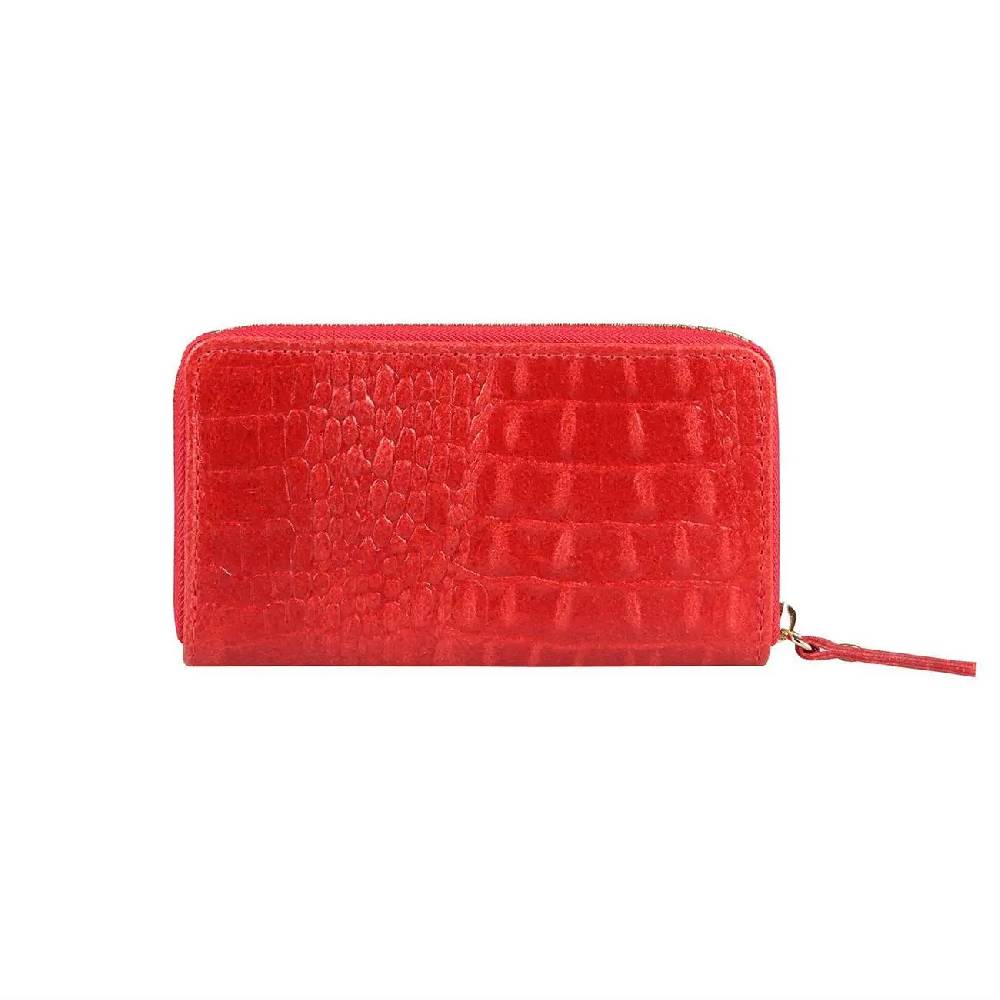 Made in Italy Damen Leder Geldbörse Kroko Wallet Portemonnaie Portafoglio Brieftasche Börse Geldbeutel Ledertasche Kreditkartenetui Zeitbegrenzte Promotion