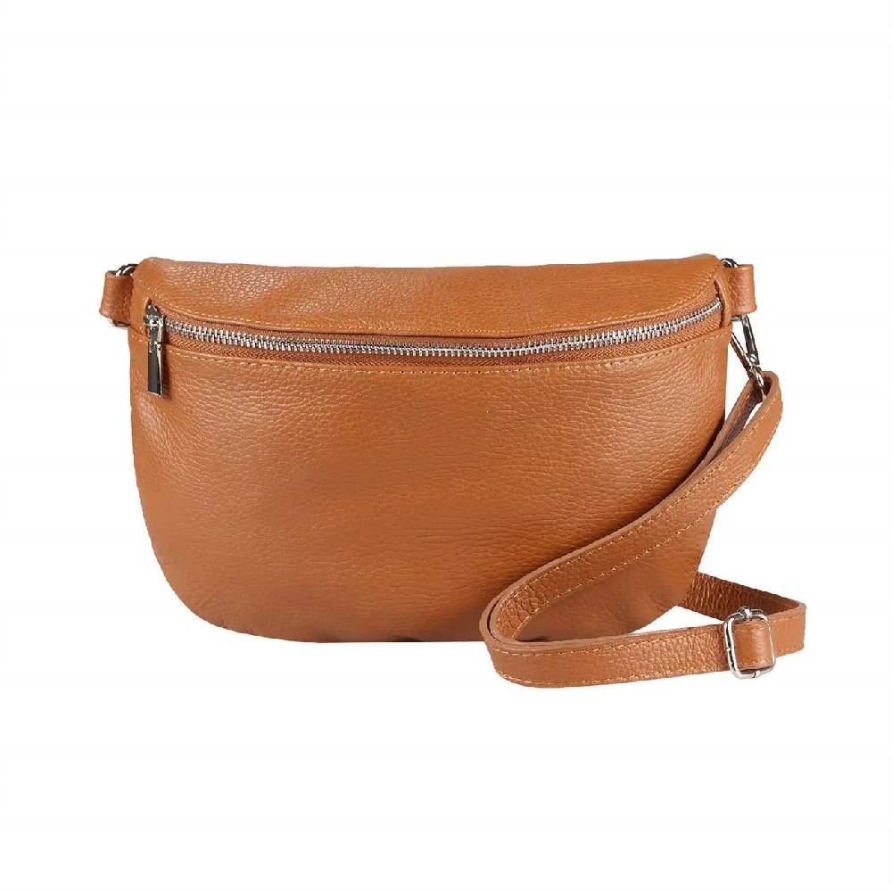 Made in Italy Damen Leder Tasche Gürteltasche Crossbody Hüfttasche Bauchtasche Umhängetasche Cross-Over Bodybag Schultertasche Handytasche Schminktasche Kosmetiktasche OBC 1054 Vierteljährliche Förderung