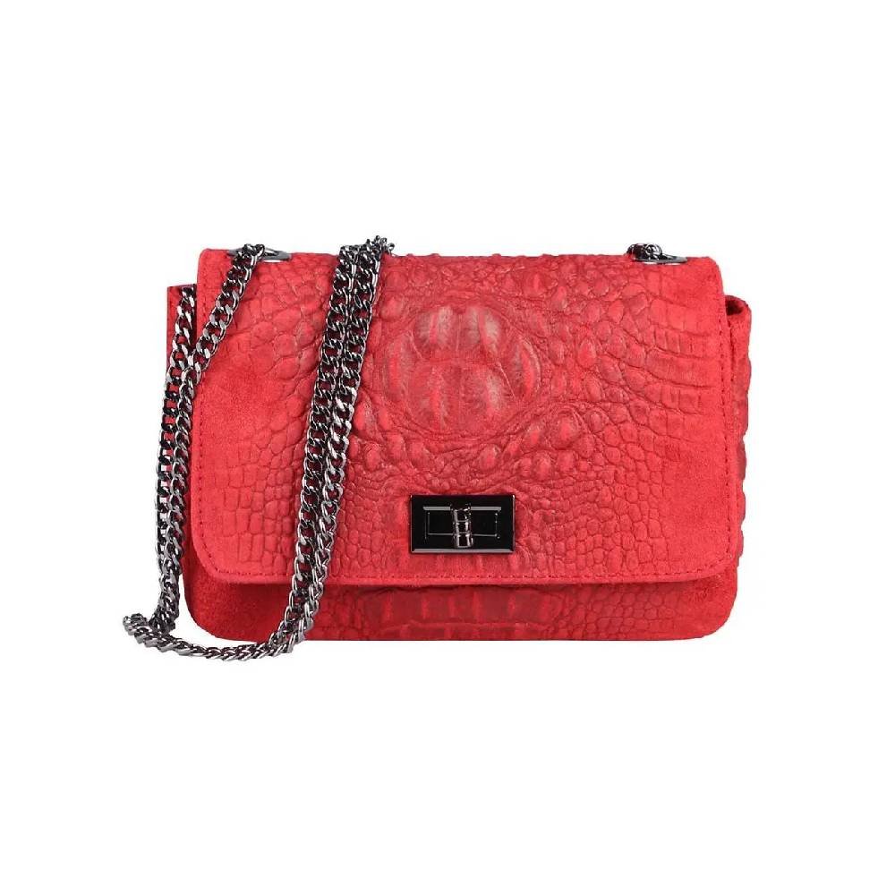 Made in Italy Damen Leder Tasche Kroko-Prägung Kette Henkeltasche Clutch Wildleder Handtasche Ledertasche Schultertasche Clearance-Verkauf