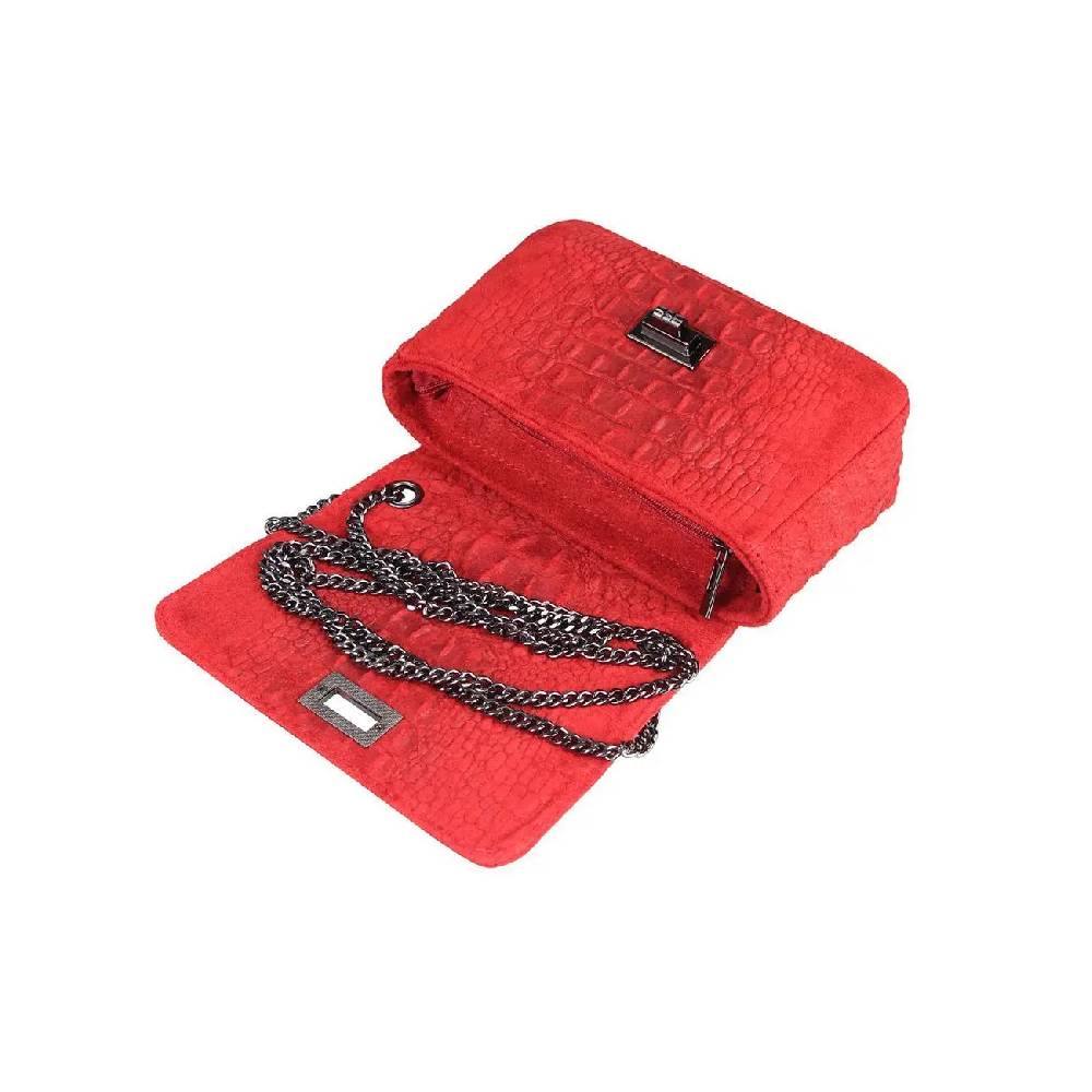 Made in Italy Damen Leder Tasche Kroko-Prägung Kette Henkeltasche Clutch Wildleder Handtasche Ledertasche Schultertasche Clearance-Verkauf