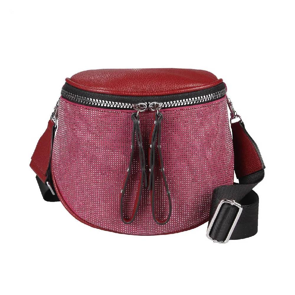 DAMEN TASCHEN SET 2in1 Schultertasche + Schmucktasche Strasssteine Umhängetasche Crossbody Crossover Leder Optik Handtasche Metallic Shopper Im Verkauf