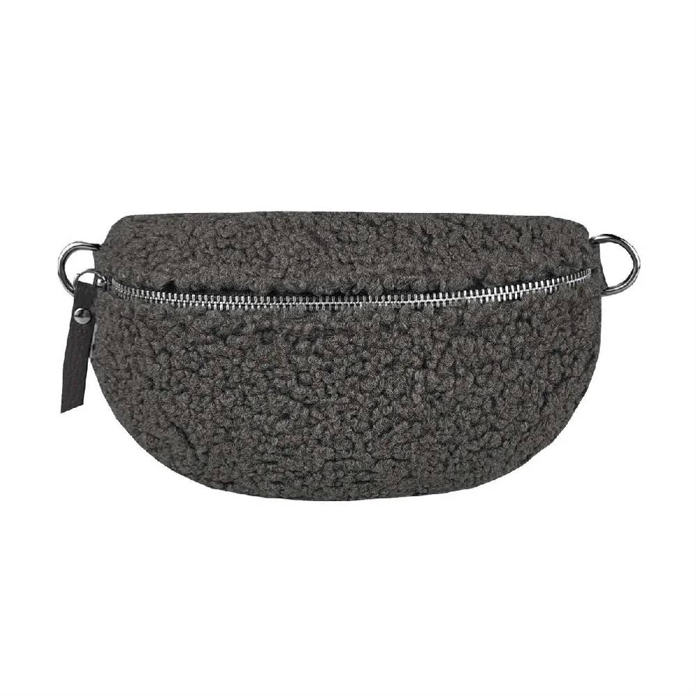 Made in Italy DAMEN LEDER Gürteltasche Crossbody Teddyfell Bauchtasche Hüfttasche Kunstfell Umhängetasche Brusttasche CrossOver Bodybag Schultertasche Teddy Pelz Fell Plüsch 2025