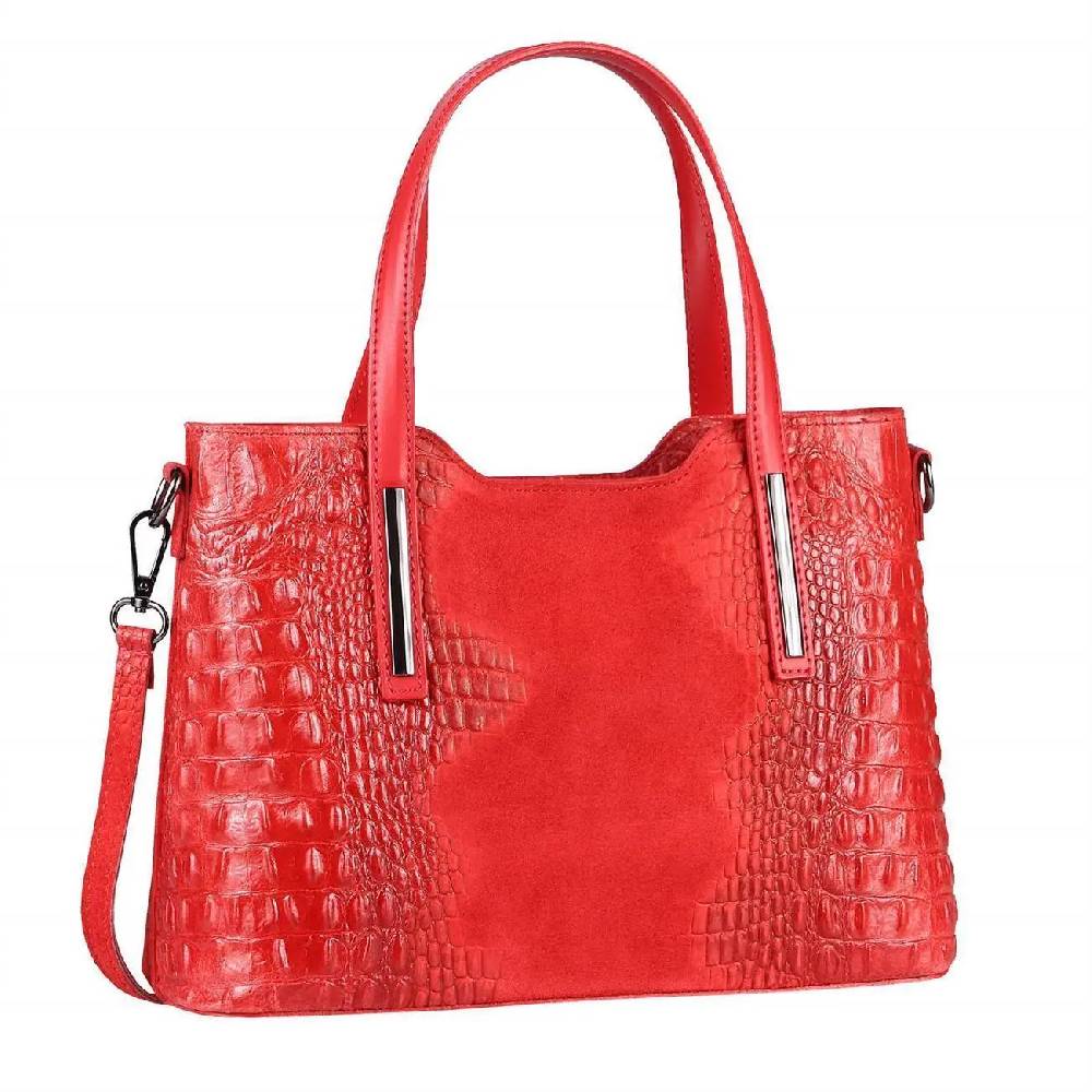 OBC MADE IN ITALY DAMEN Echt LEDER TASCHE KROKO-Prägung Business Shopper Wildleder Schultertasche Handtasche Ledertasche Umhängetasche Angebote