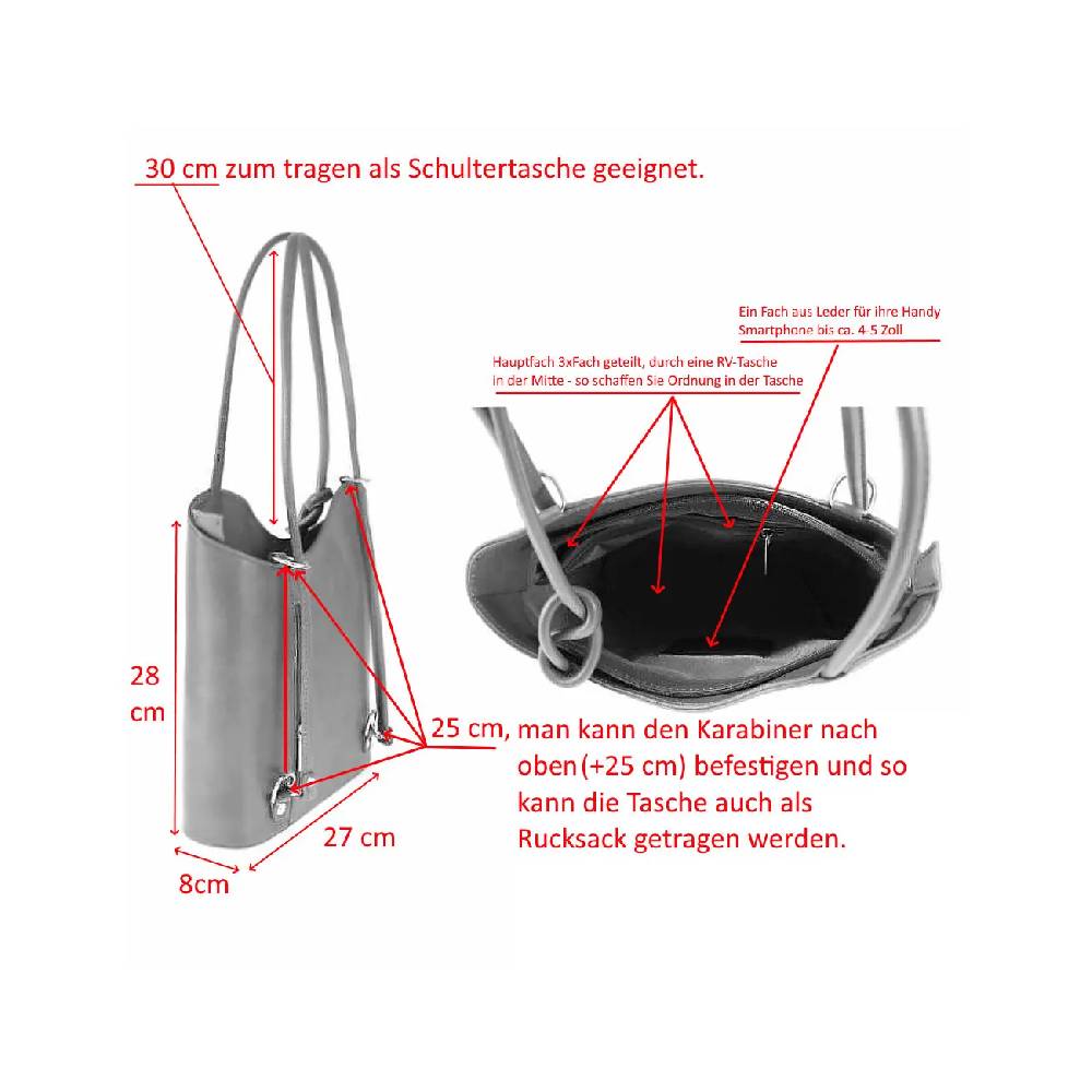 ITALY DAMEN LEDER HANDTASCHE RUCKSACK Umhängetasche Schultertasche Shopper Henkeltasche Ledertasche Backpack Lederrucksack Hotsell