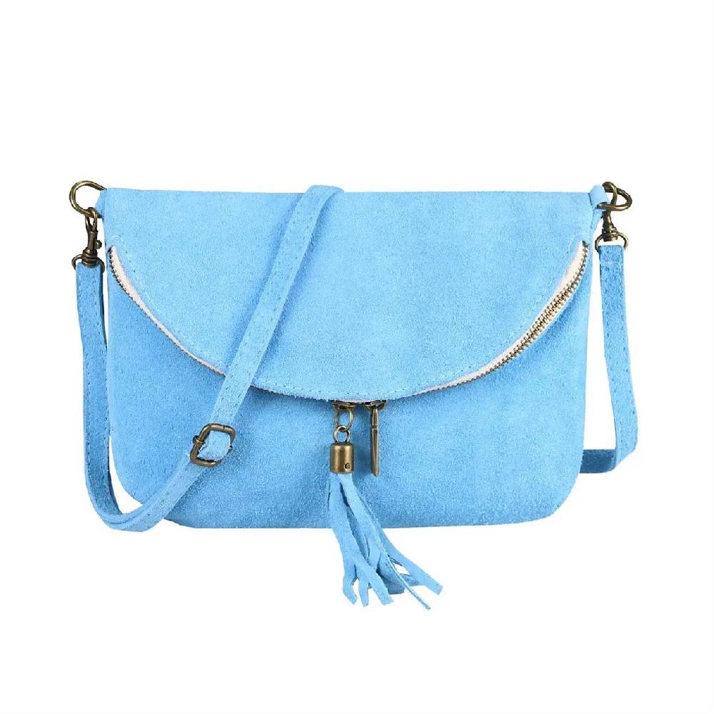Made in Italy DAMEN LEDER TASCHE Henkeltasche Wildleder Handtasche Umhängetasche Ledertasche Schultertasche Beuteltasche Fransen Cross-Over Clutchtasche Fabrikverkauf