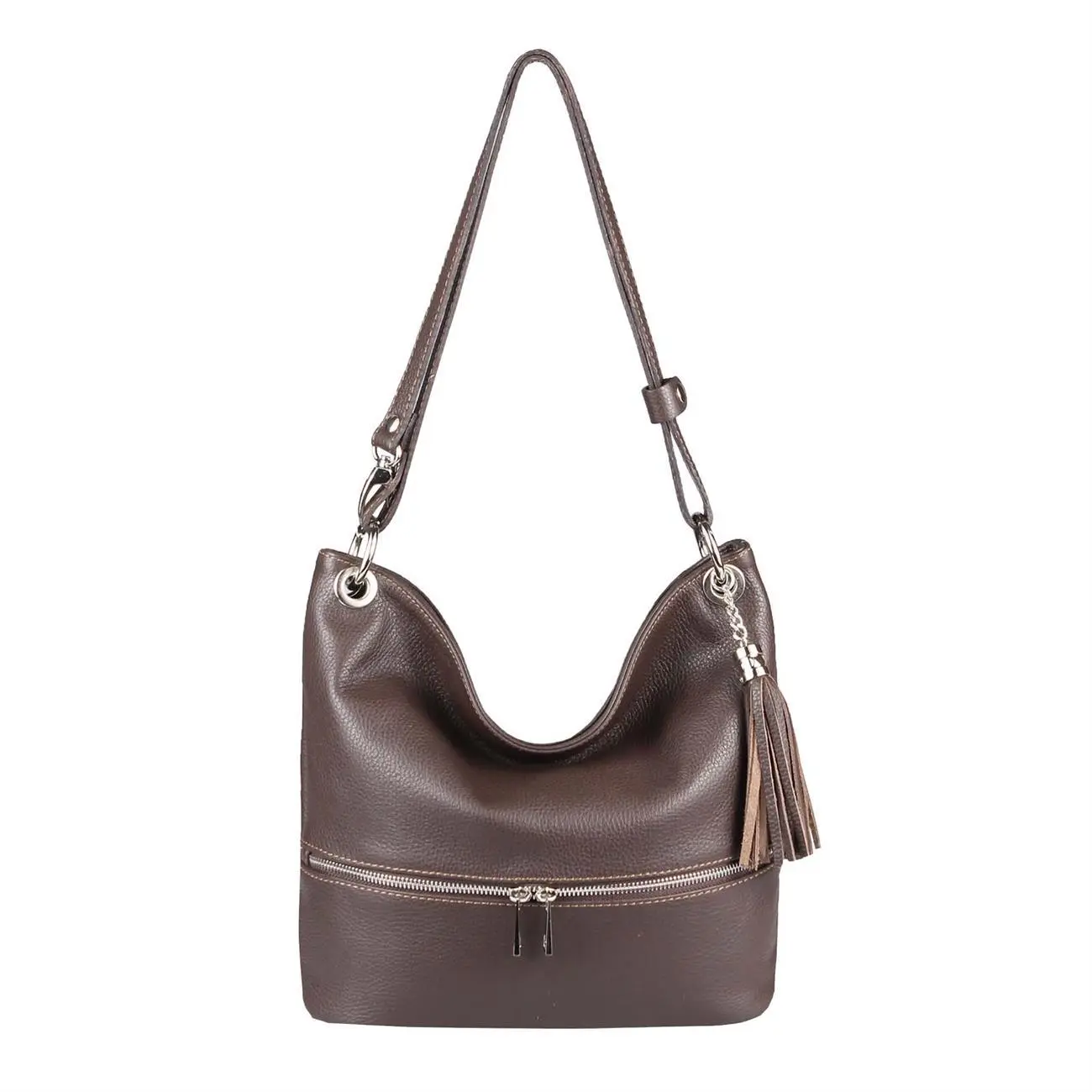 Made in Italy DAMEN LEDER TASCHE Shopper Schultertasche City Bag CrossOver Umhängetasche Henkeltasche Ledertasche Damentasche Fransen Preisnachlass