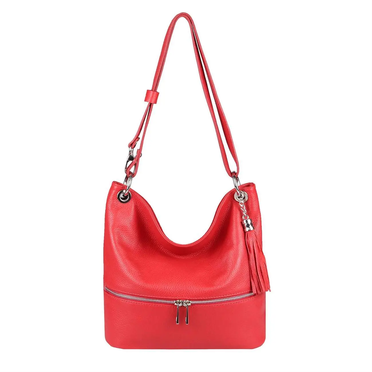 Made in Italy DAMEN LEDER TASCHE Shopper Schultertasche City Bag CrossOver Umhängetasche Henkeltasche Ledertasche Damentasche Fransen Preisnachlass