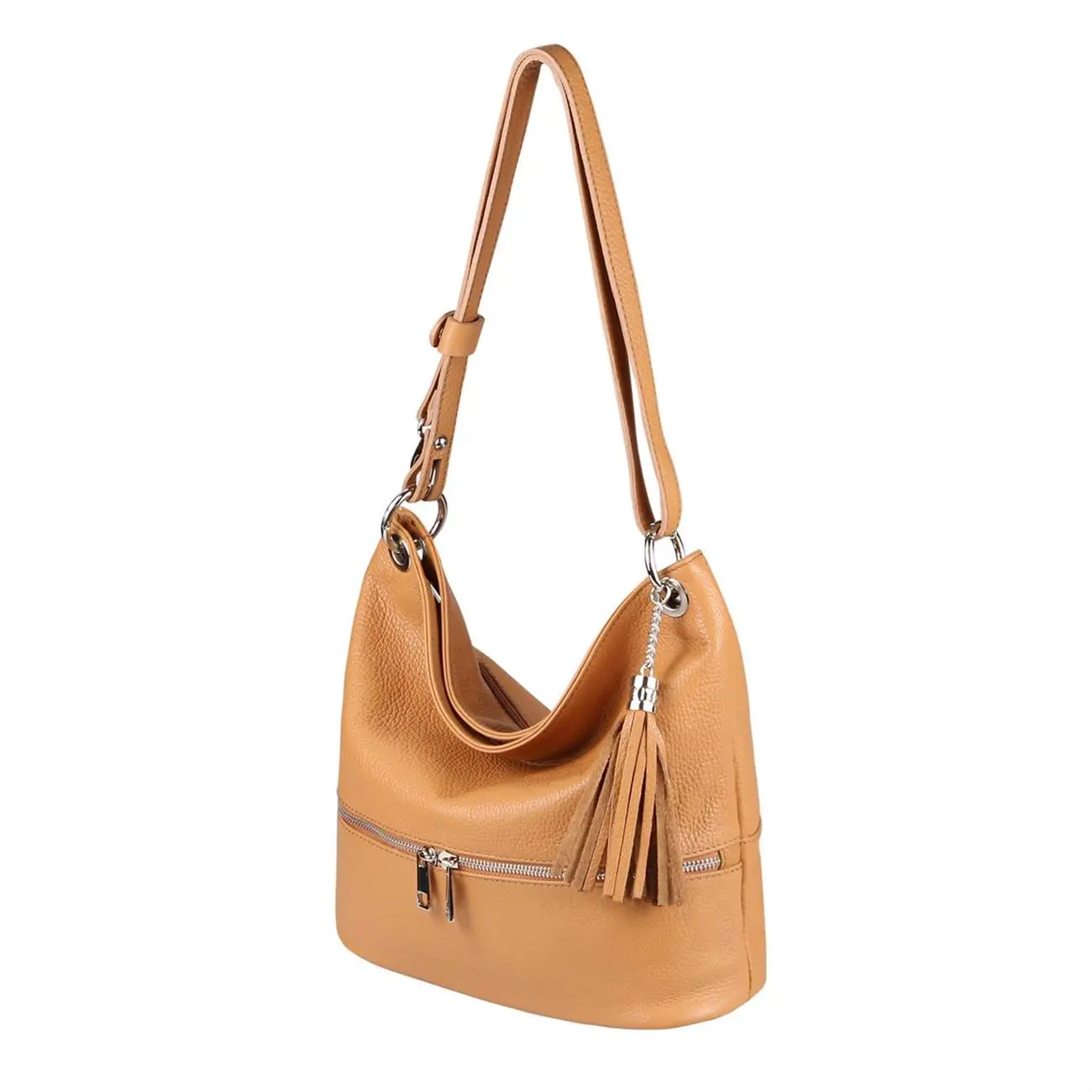 Made in Italy DAMEN LEDER TASCHE Shopper Schultertasche City Bag CrossOver Umhängetasche Henkeltasche Ledertasche Damentasche Fransen Preisnachlass