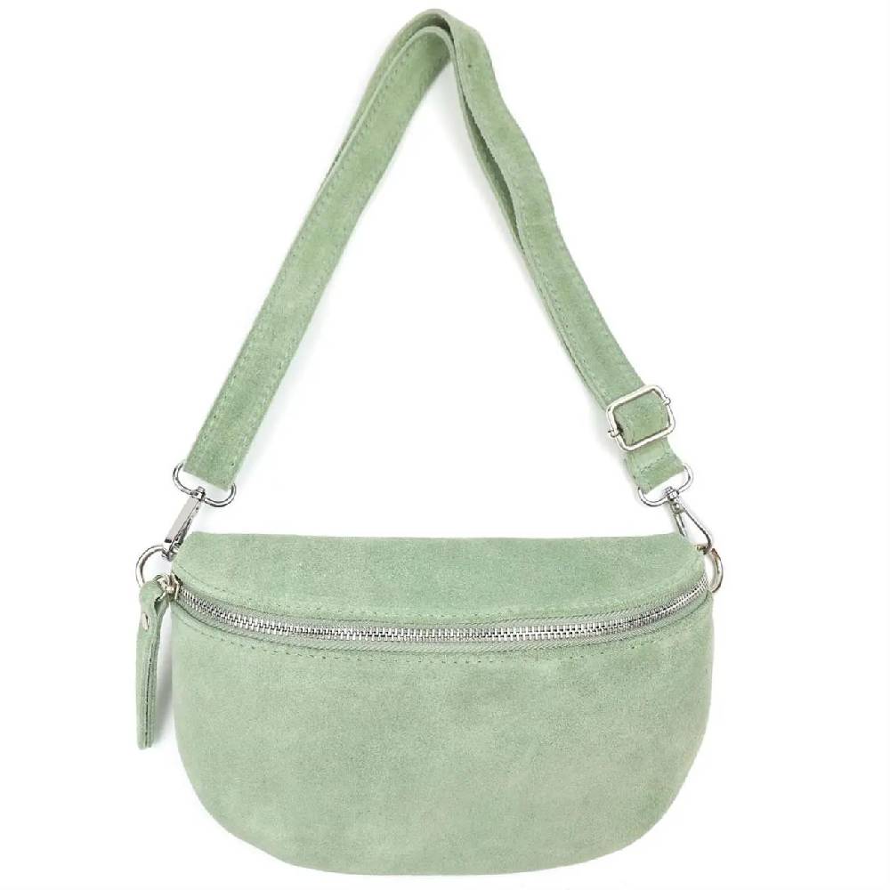 Made in Italy DAMEN LEDER TASCHE Gürteltasche Crossbody Hüfttasche Bauchtasche Umhängetasche Wildleder Brusttasche CrossOver Bodybag Schultertasche Handytasche Geldtasche Schminktasche Kosmetiktasche Weihnachtsangebot