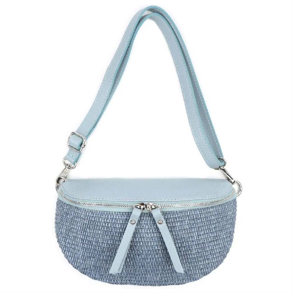 Made in Italy Damen Leder Tasche Basttasche Schultertasche Gürteltasche Sommer Strandtasche Crossbody Bauchtasche Umhängetasche Cross-Over Bodybag Handytasche Geflochten Bast Abendtasche Online Outlet