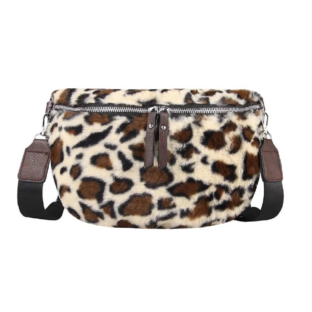 OBC DAMEN LEOPARDEN PRINT Tasche Teddyfell Plüsch Bauchtasche Hüfttasche Schultertasche Fell Bodybag Umhängetasche Crossbody Teddyplüsch Handytasche Crossbag Gürteltasche Wintertasche Zeitlich begrenztes Angebot