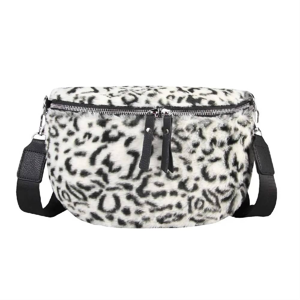 OBC DAMEN LEOPARDEN PRINT Tasche Teddyfell Plüsch Bauchtasche Hüfttasche Schultertasche Fell Bodybag Umhängetasche Crossbody Teddyplüsch Handytasche Crossbag Gürteltasche Wintertasche Zeitlich begrenztes Angebot