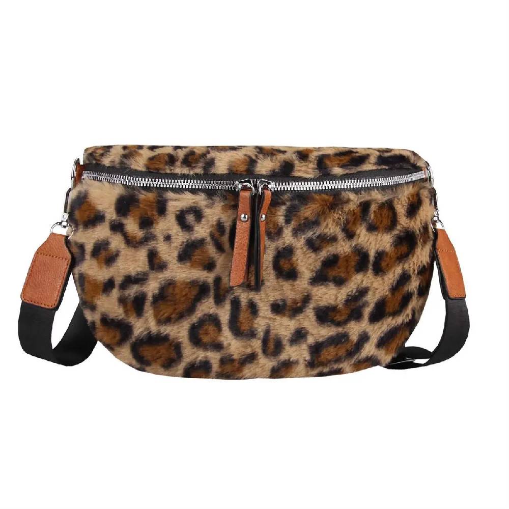 OBC DAMEN LEOPARDEN PRINT Tasche Teddyfell Plüsch Bauchtasche Hüfttasche Schultertasche Fell Bodybag Umhängetasche Crossbody Teddyplüsch Handytasche Crossbag Gürteltasche Wintertasche Zeitlich begrenztes Angebot
