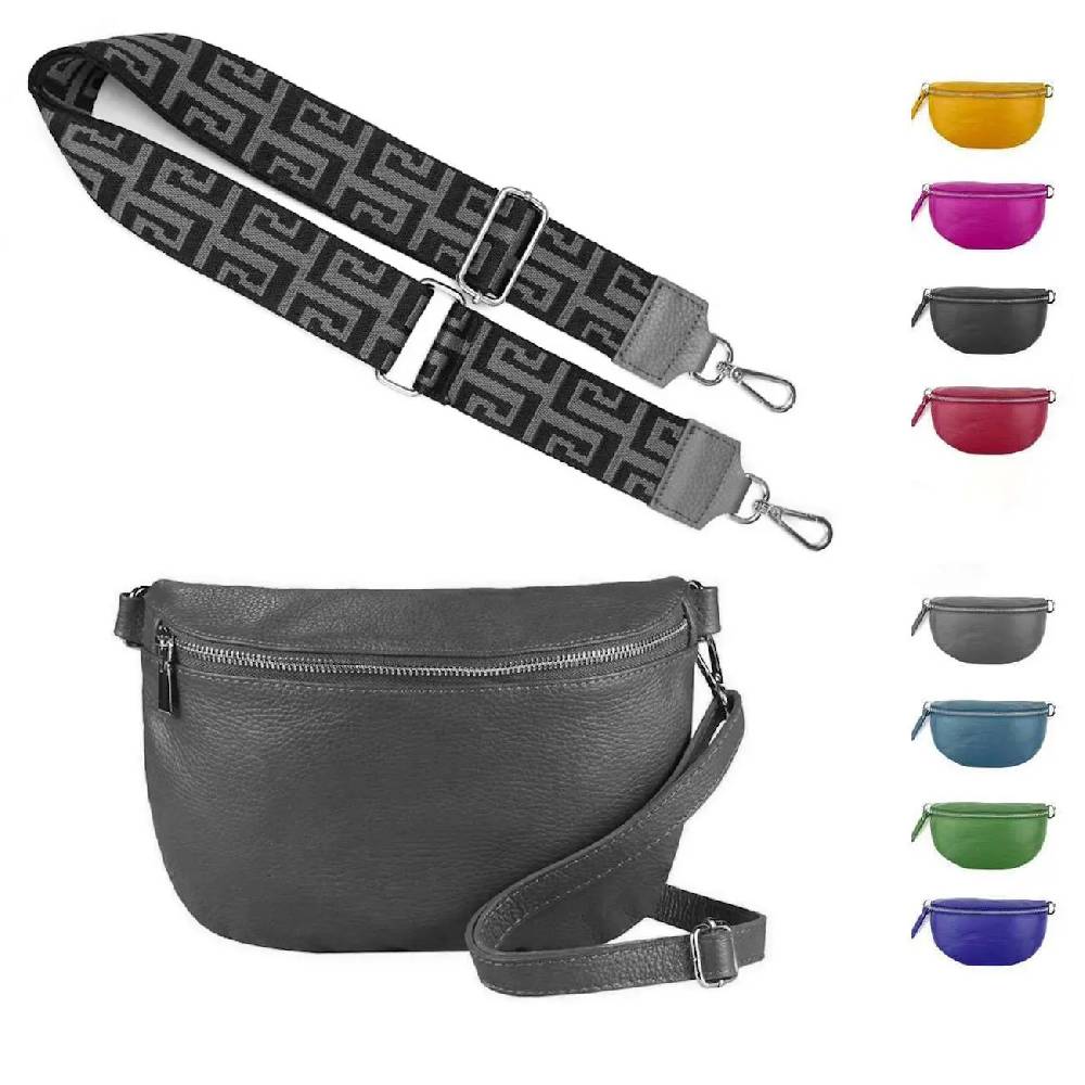 Made in Italy OBC DAMEN SET Gürteltasche + Schultergurt LEDER Crossbody Hüfttasche Bauchtasche Umhängetasche Brusttasche CrossOver Bodybag Schultertasche Handytasche Geldtasche Tasche Kosmetiktasche Saisonale Angebote