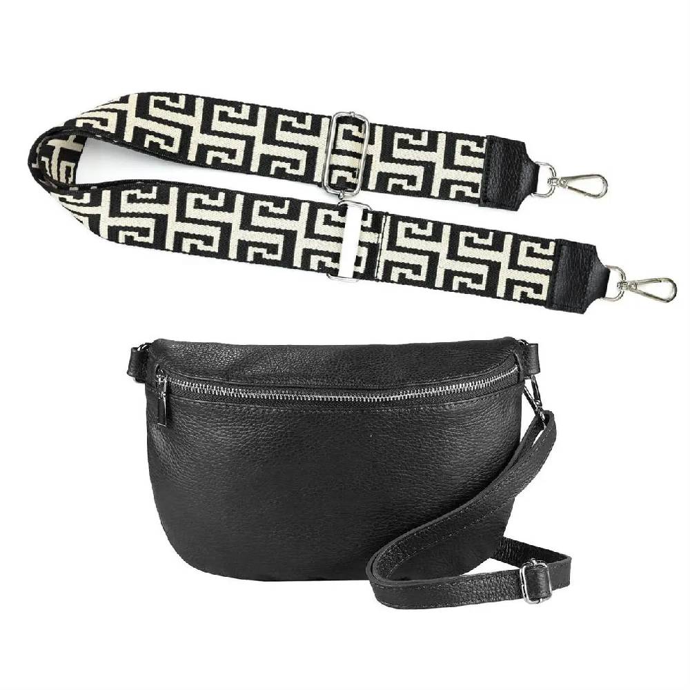 Made in Italy OBC DAMEN SET Gürteltasche + Schultergurt LEDER Crossbody Hüfttasche Bauchtasche Umhängetasche Brusttasche CrossOver Bodybag Schultertasche Handytasche Geldtasche Tasche Kosmetiktasche Saisonale Angebote