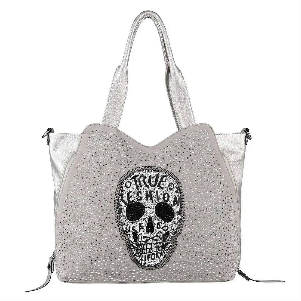 OBC XXL Damen Totenkopf Tasche Handtasche Skulls Shopper Beuteltasche Schultertasche Umhängetache Reisetasche Weekender Schädel Gothic Bag Neueste Stile