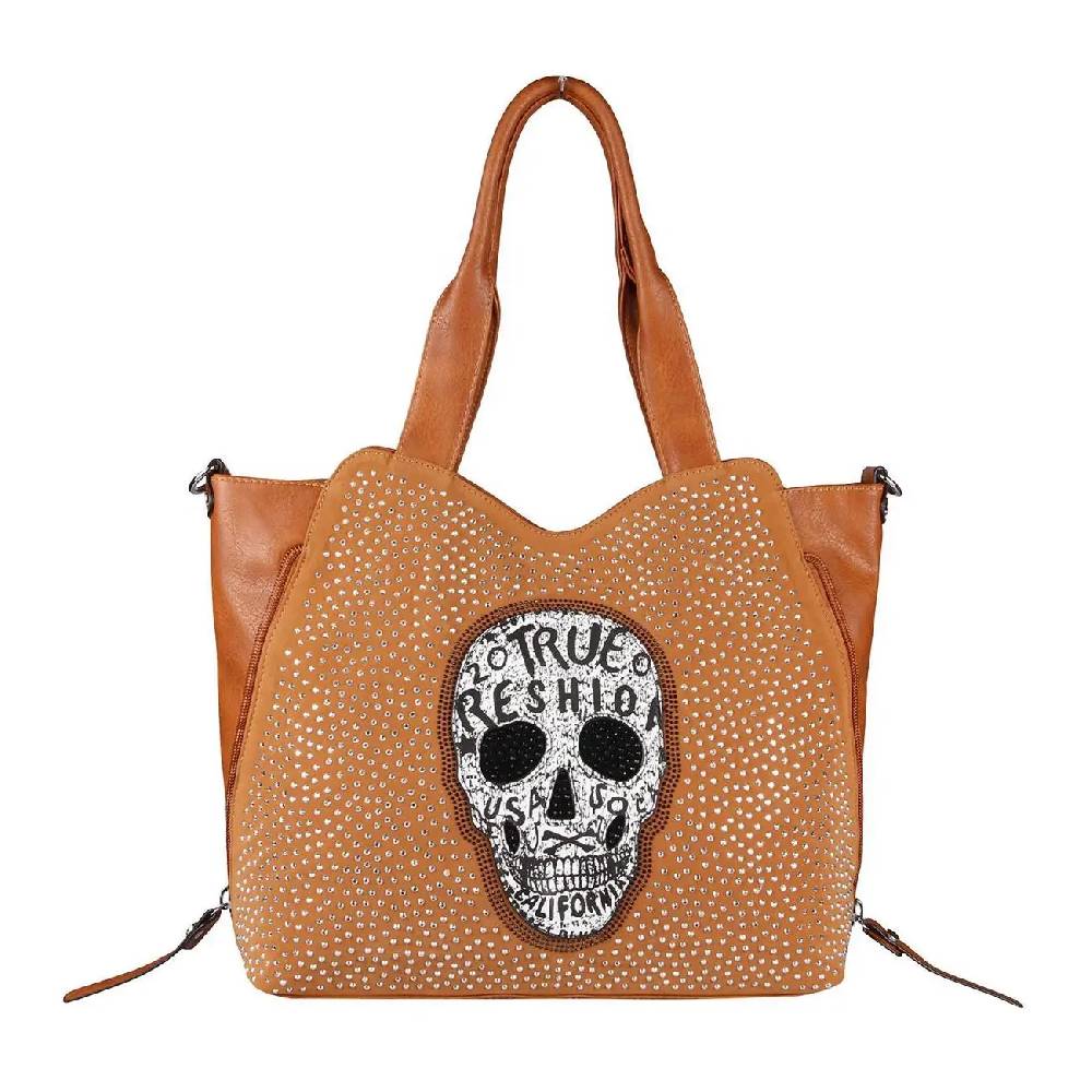 OBC XXL Damen Totenkopf Tasche Handtasche Skulls Shopper Beuteltasche Schultertasche Umhängetache Reisetasche Weekender Schädel Gothic Bag Neueste Stile