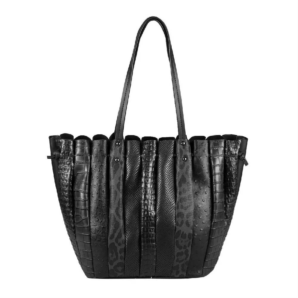 OBC XXL DAMEN TASCHE Shopper Handtasche Arbeit Bag Umhängetasche Schultertasche Leder Optik Kroko Strauß Leoparden Print Nur für heute