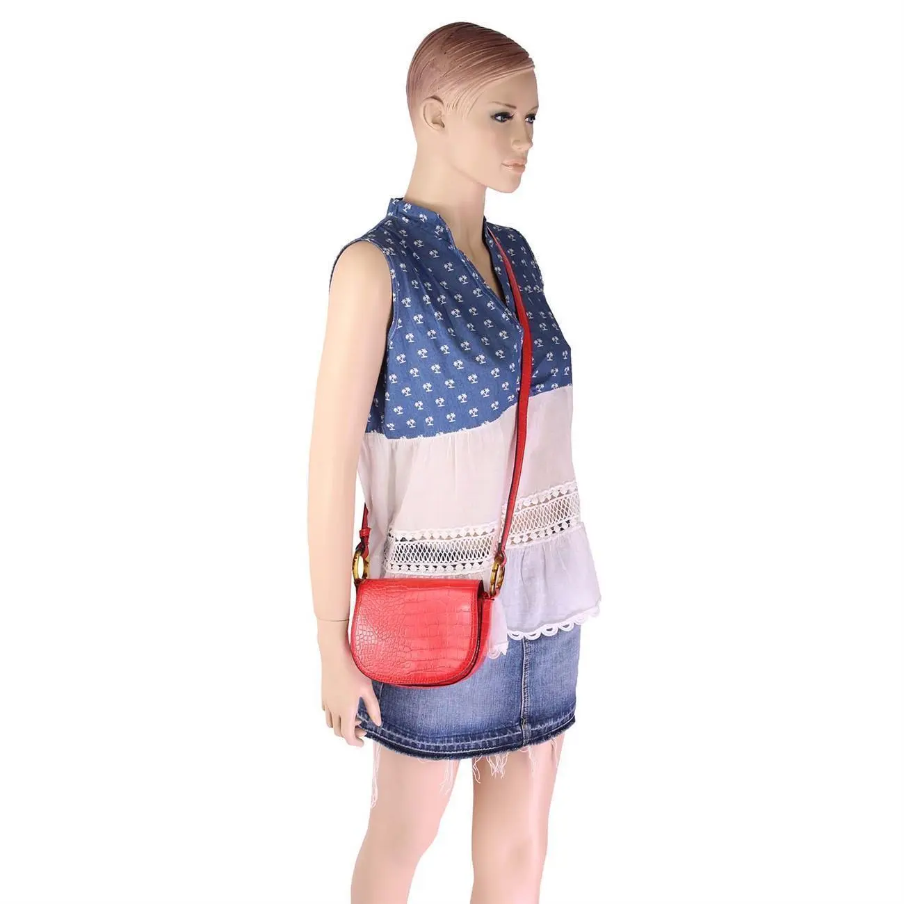 DAMEN TASCHE Kroko Crossbody Umhängetasche Schultertasche Bodybag Shopper Leder Optik CrossOver Vierteljährliche Förderung