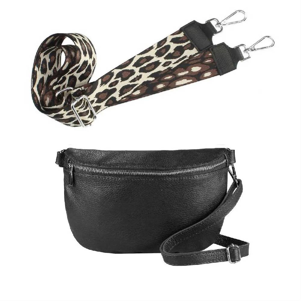 Made in Italy OBC DAMEN SET Gürteltasche + Schultergurt LEDER Crossbody Hüfttasche Bauchtasche Umhängetasche Brusttasche CrossOver Bodybag Schultertasche Handytasche Geldtasche Tasche Kosmetiktasche Nur noch ein Tag übrig