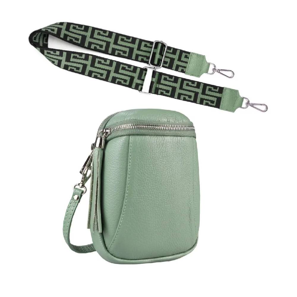 Made in Italy OBC DAMEN SET Schultertasche + Schultergurt LEDER Crossbody Umhängetasche Brusttasche CrossOver Bodybag Schultertasche Handytasche Geldtasche Tasche Kosmetiktasche Fabrikladen