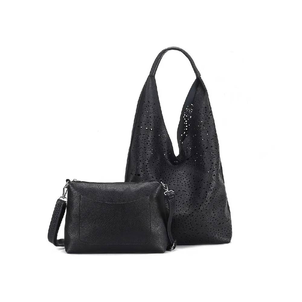 OBC DAMEN TASCHE XXL SET 2in1 Shopper Hobo Bag Schultertasche Cross Over Body Bag Umhängetasche Beuteltasche Handtasche Leder Optik Speichern exportieren