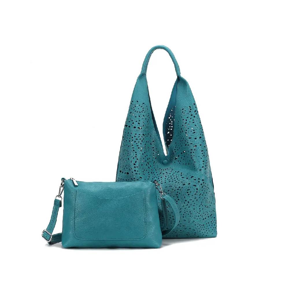 OBC DAMEN TASCHE XXL SET 2in1 Shopper Hobo Bag Schultertasche Cross Over Body Bag Umhängetasche Beuteltasche Handtasche Leder Optik Speichern exportieren