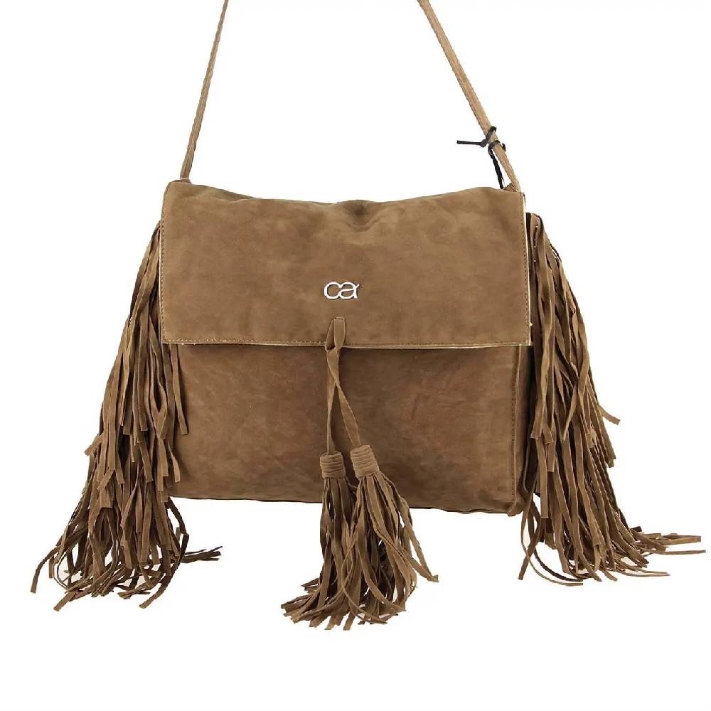 ital-design Fransen Damentasche Schultertasche Umhängetasche Tasche Beutel Beuteltasche Trend-Bags PU Wildleder Im Verkauf