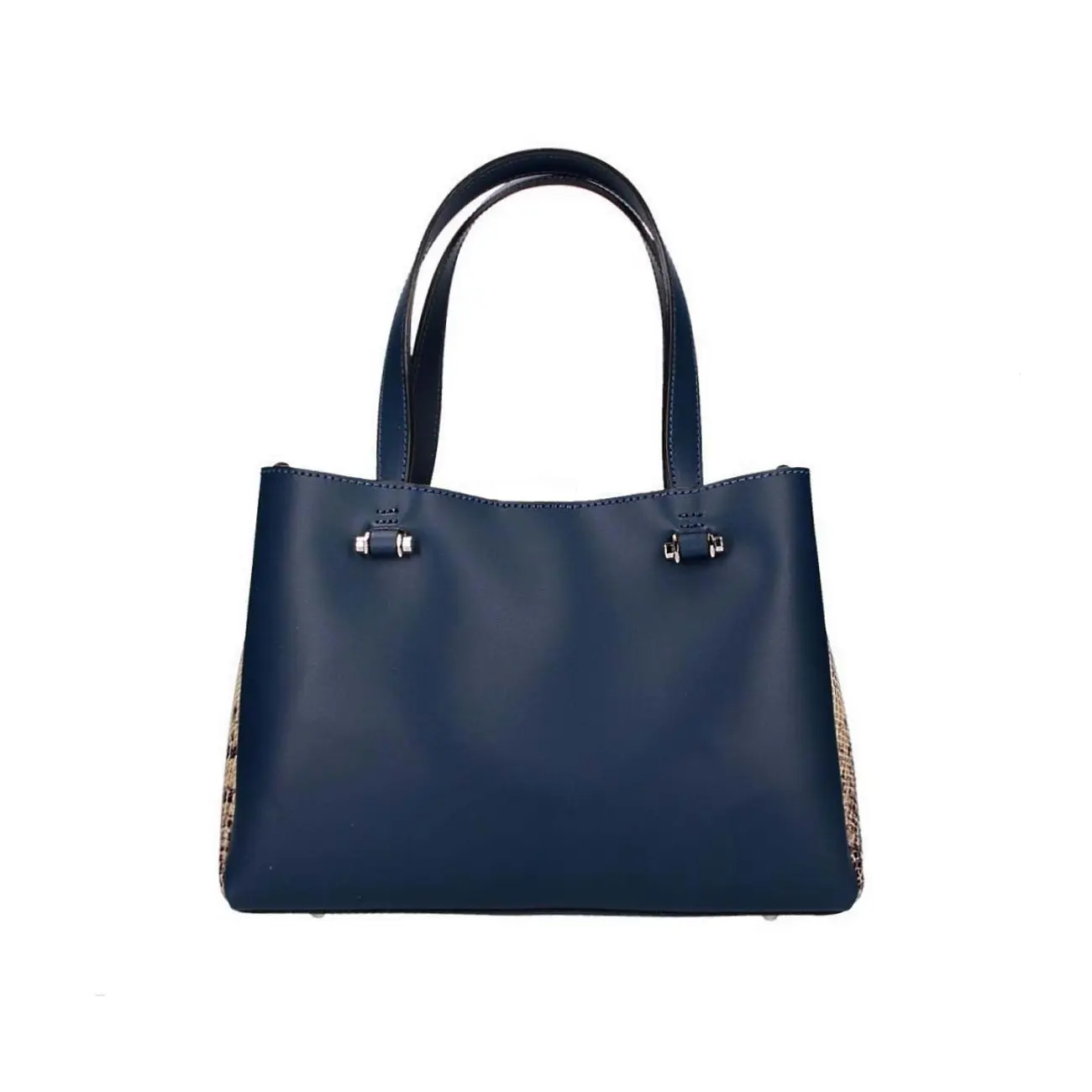 Made in Italy DAMEN LEDERTASCHE Shopper Schultertasche Handtasche Umhängetasche Metallic Python Muster 2025