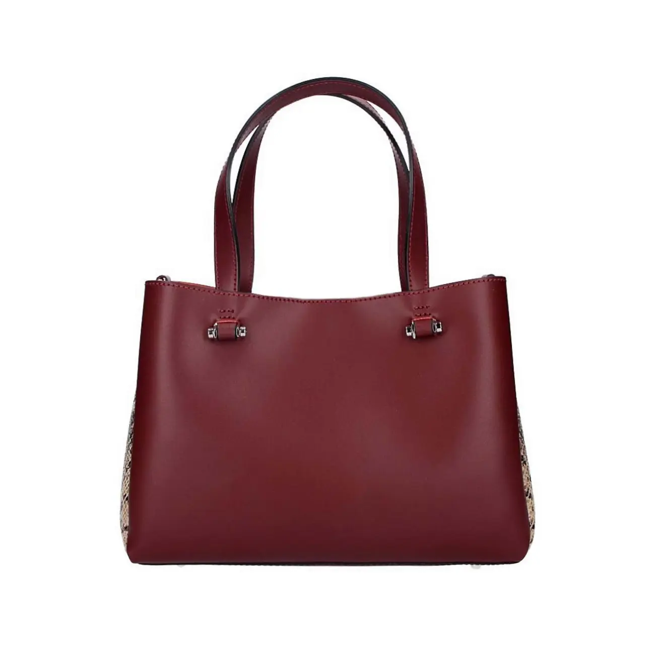 Made in Italy DAMEN LEDERTASCHE Shopper Schultertasche Handtasche Umhängetasche Metallic Python Muster 2025