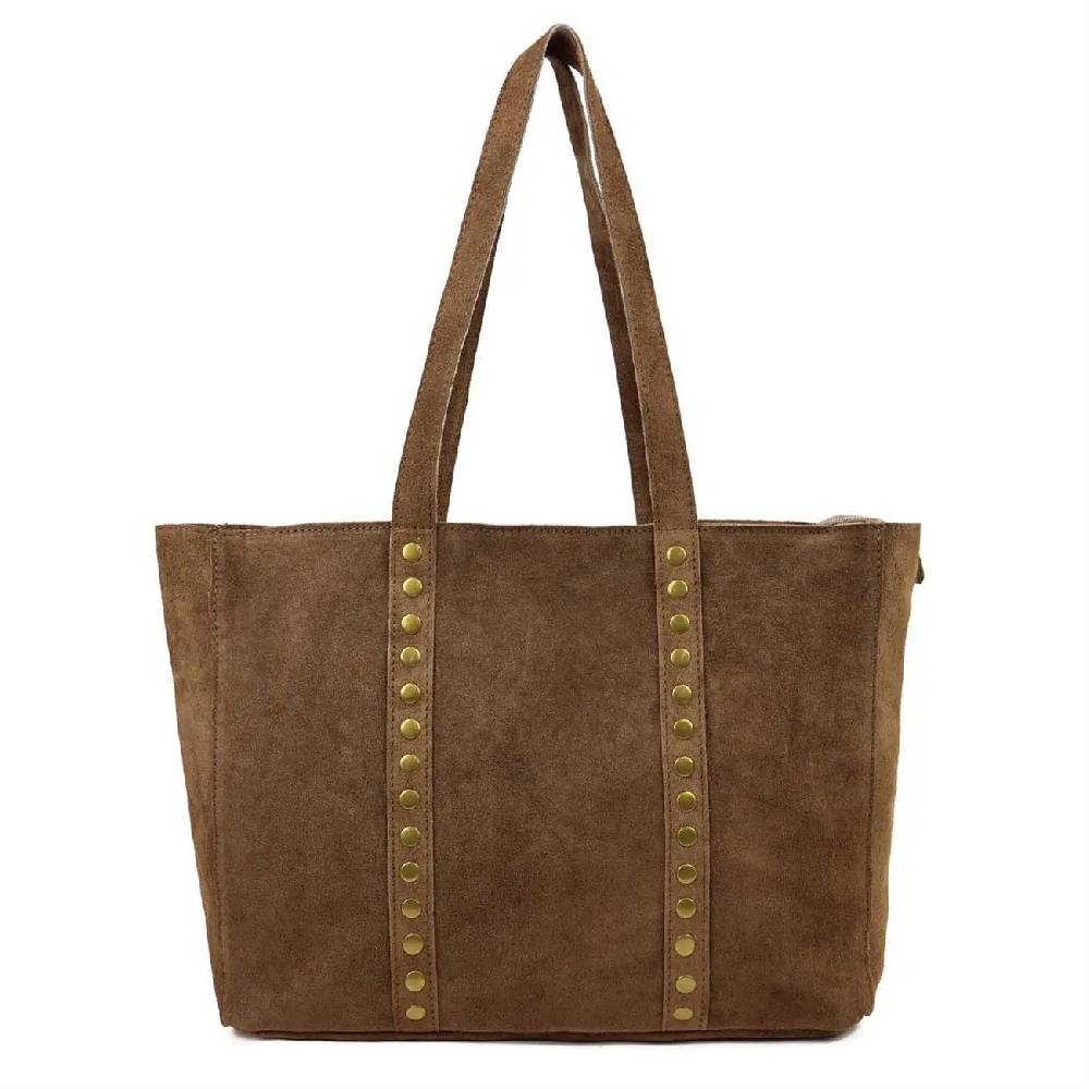 OBC Made in Italy Damen Leder Tasche Handtasche Umhängetasche Reisetasche Shopper Wildleder Schultertasche Tote Bag Ledertasche Henkeltasche Weekender T030 Limitierter Zeitrabatt