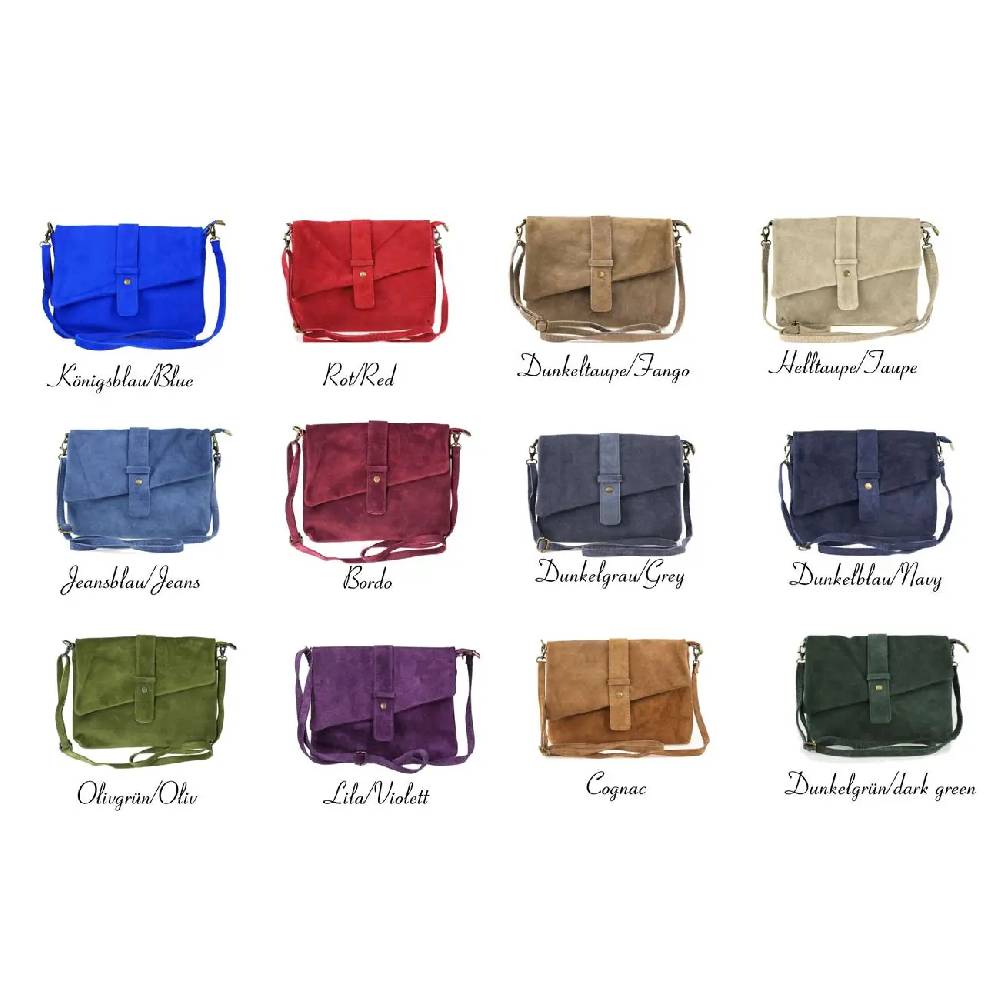 OBC Made in Italy DAMEN LEDER TASCHE Schultertasche Messenger Bag Wildleder Handtasche Umhängetasche Ledertasche Bodybag CrossBody CrossOver Fabrikpreis