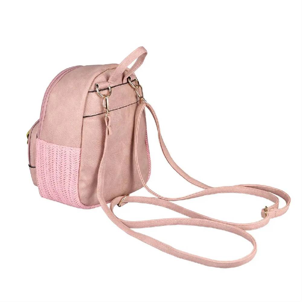 ital-design DAMEN BLUMEN MINI-RUCKSACK Backpack Tasche Daypack Cityrucksack Leder Optik Schultertasche Flechtoptik Stadtrucksack Preisnachlass