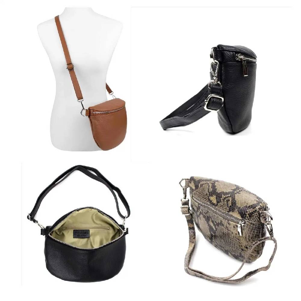Made in Italy OBC DAMEN SET Gürteltasche + Schultergurt LEDER Crossbody Hüfttasche Bauchtasche Umhängetasche Brusttasche CrossOver Bodybag Schultertasche Handytasche Geldtasche Tasche Kosmetiktasche Neueste Mode