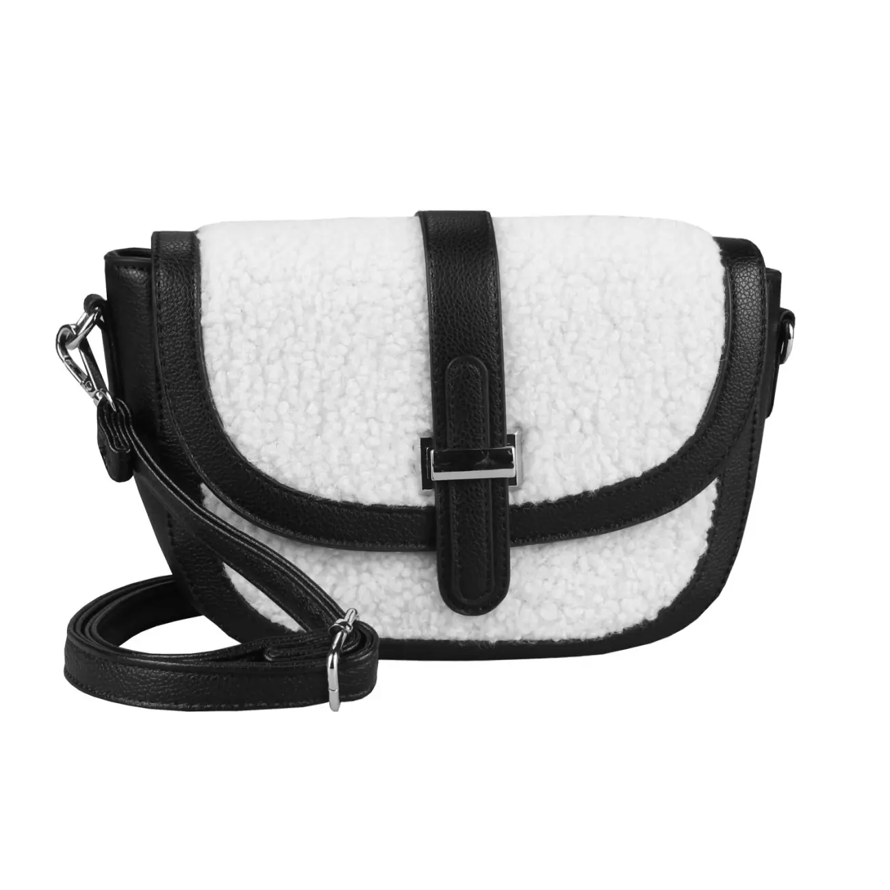Damen Teddyfell Tasche Schultertasche Crossbody Kunstfell Umhängetasche CrossOver Überschlagtasche Bodybag Pelz Fell Plüsch Riesige Ersparnisse