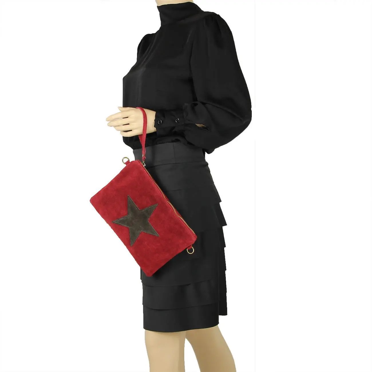 Ital. Stern Tasche Wildleder Ledertasche Schmucktasche Umhängetasche Clutch Borsetta Pochette Schultertasche CrossOver Abendtasche VIP-Rabatte