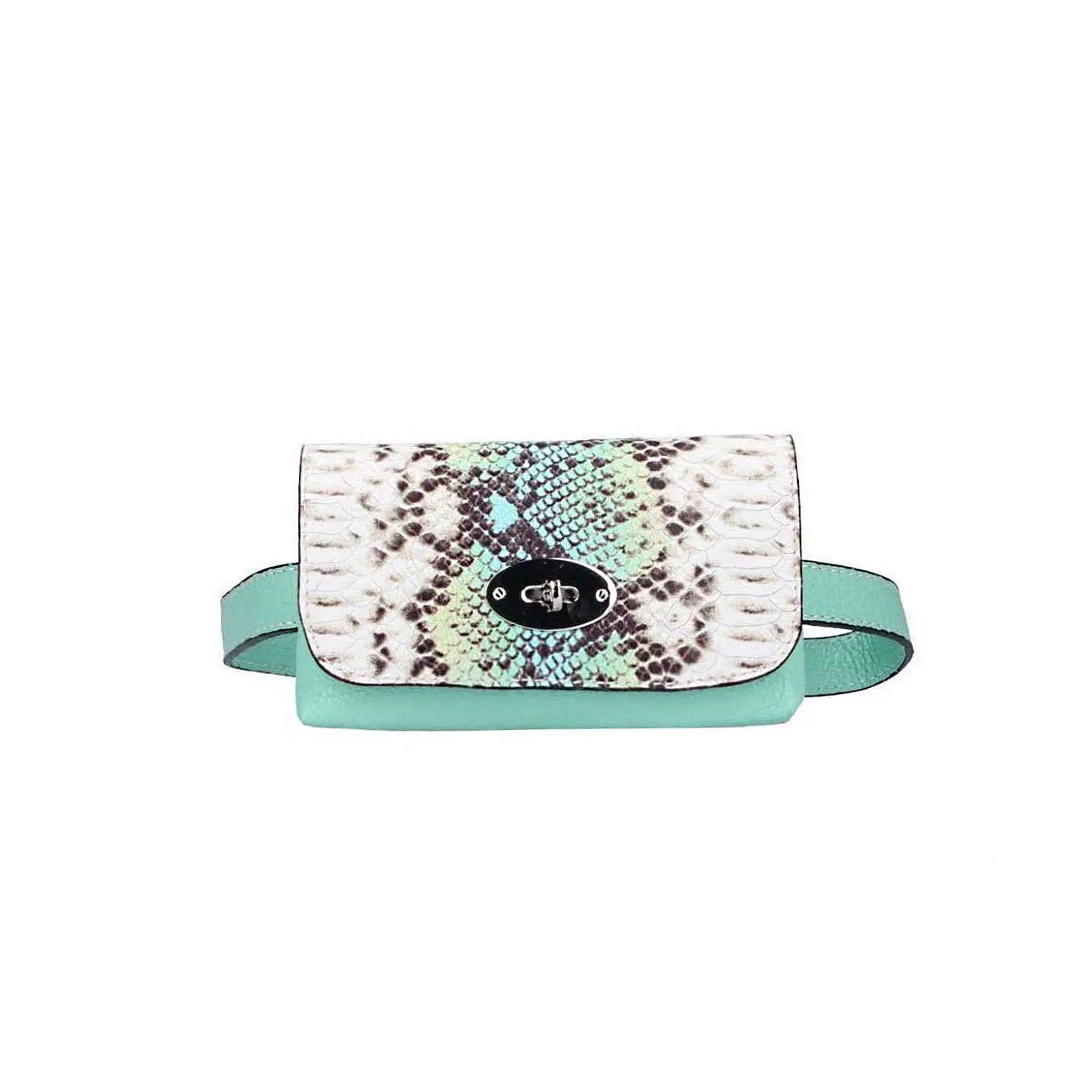 Made in Italy OBC DAMEN LEDER TASCHE Gürteltasche Crossbody Hüfttasche Bauchtasche Python Snake Muster Wochenangebot