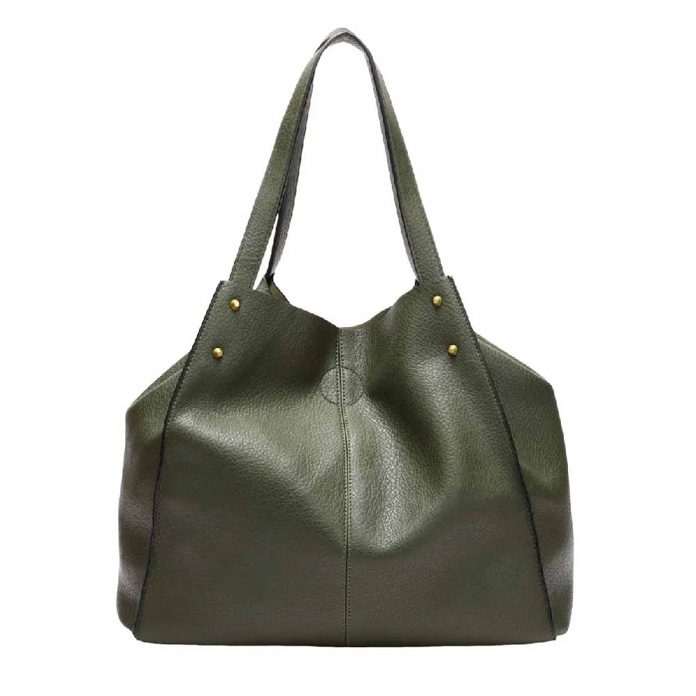 OBC DAMEN TASCHE XXL SET 2in1 Shopper Handtasche Hobo Bag Schultertasche Cross Over Body Bag Umhängetasche Crossbody Beuteltasche Leder Optik DIN-A4 Nieten Riesige Rabatte