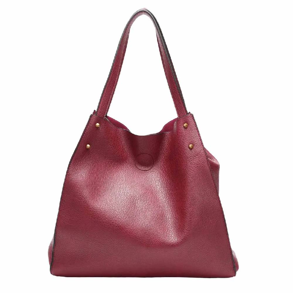 OBC DAMEN TASCHE XXL SET 2in1 Shopper Handtasche Hobo Bag Schultertasche Cross Over Body Bag Umhängetasche Crossbody Beuteltasche Leder Optik DIN-A4 Nieten Riesige Rabatte