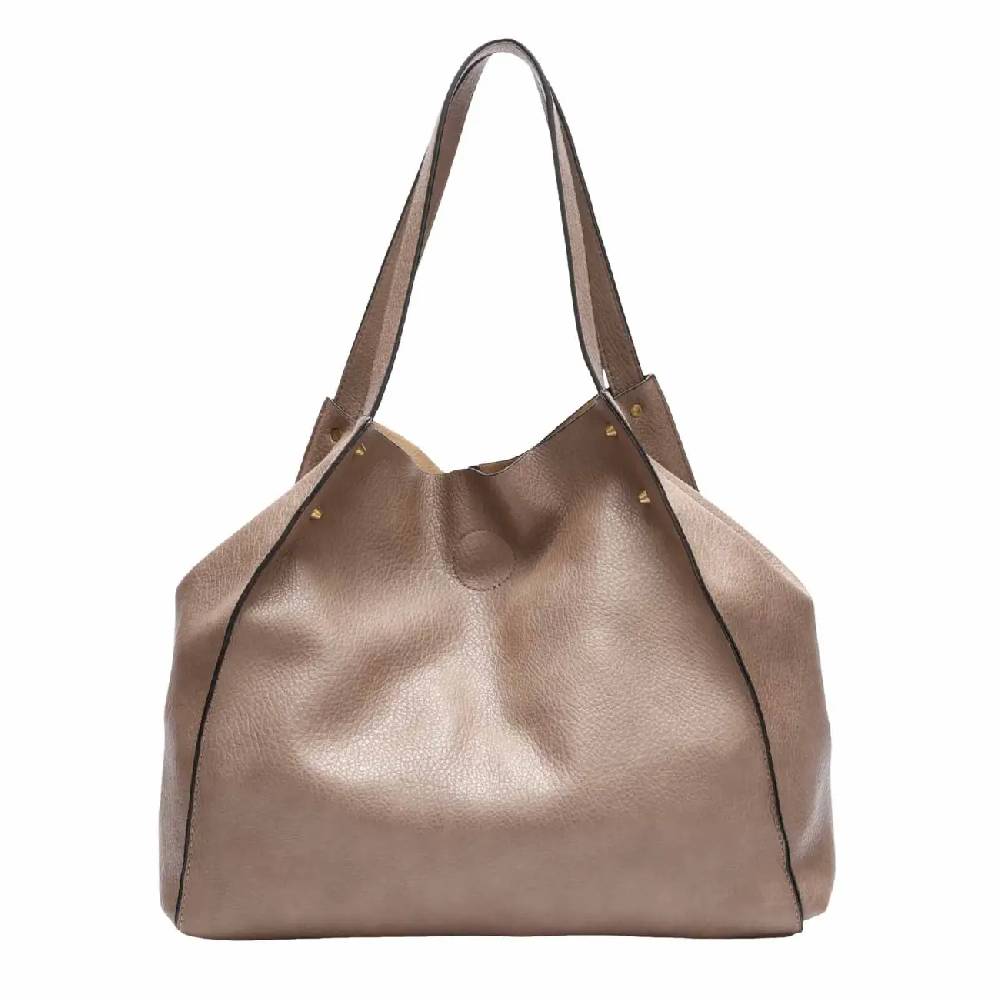 OBC DAMEN TASCHE XXL SET 2in1 Shopper Handtasche Hobo Bag Schultertasche Cross Over Body Bag Umhängetasche Crossbody Beuteltasche Leder Optik DIN-A4 Nieten Riesige Rabatte