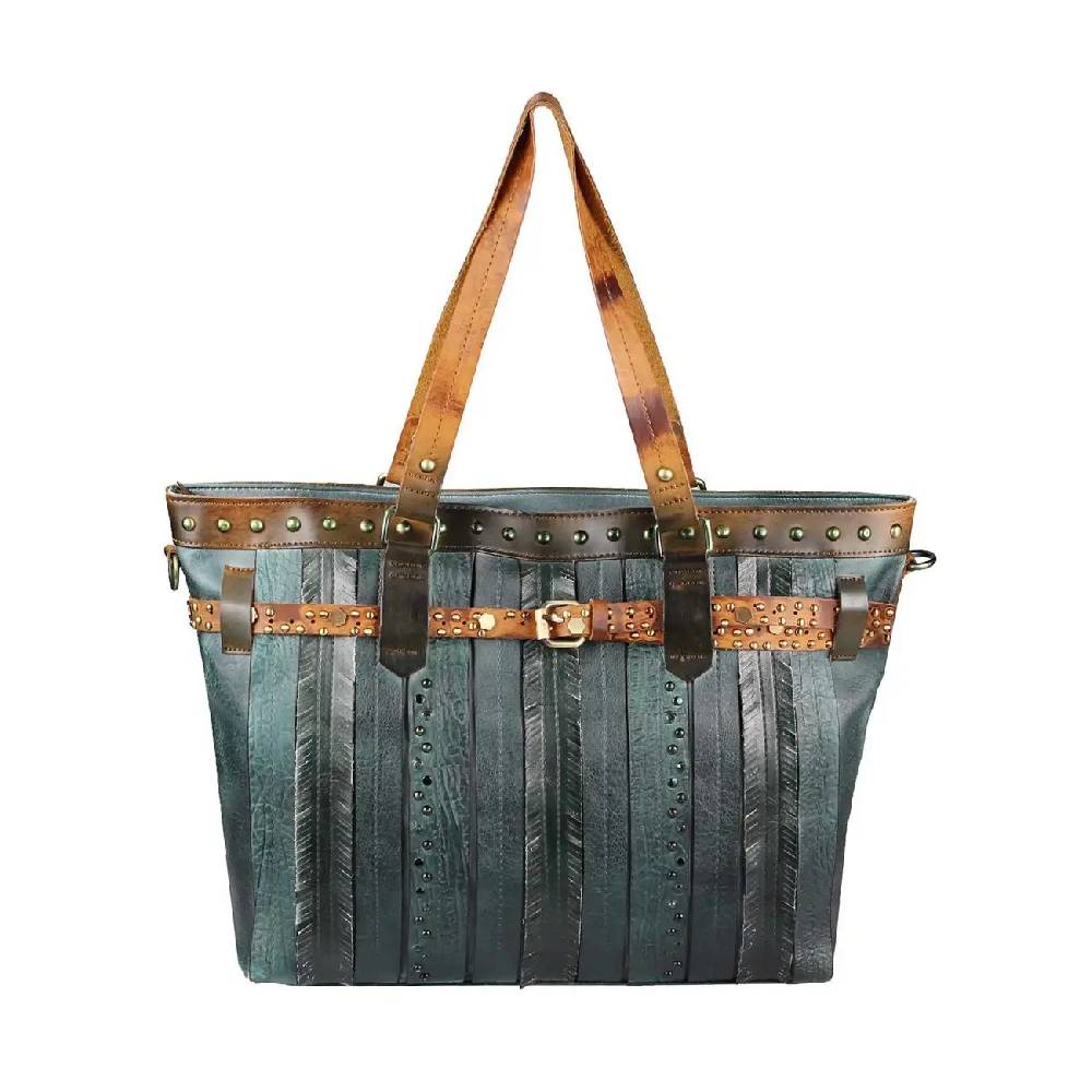 DAMEN TASCHE DIN-A4 Shopper Tote Bag Henkeltasche Handtasche Leder Optik Umhängetasche Schultertasche Beuteltasche Nietentasche Valentinstagsangebot